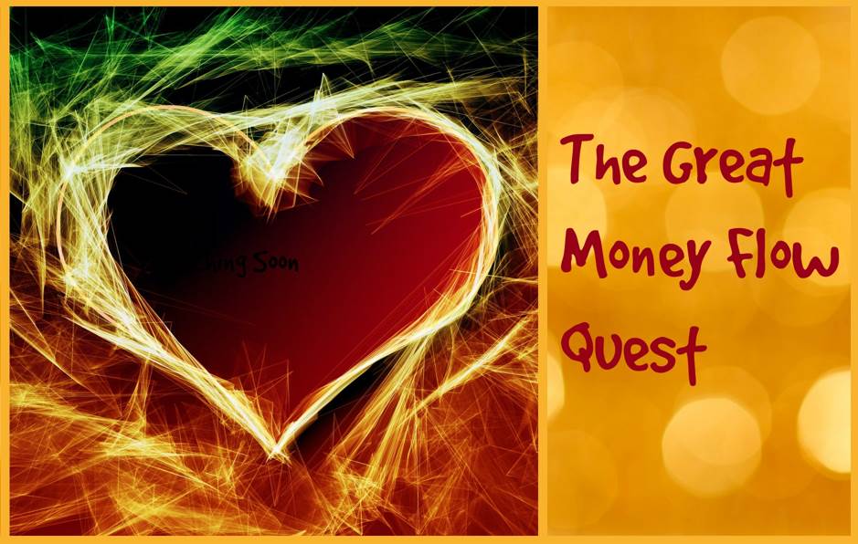 Image of an electrified heart with the words money flow quest Image of an electrified heart with the words money flow quest